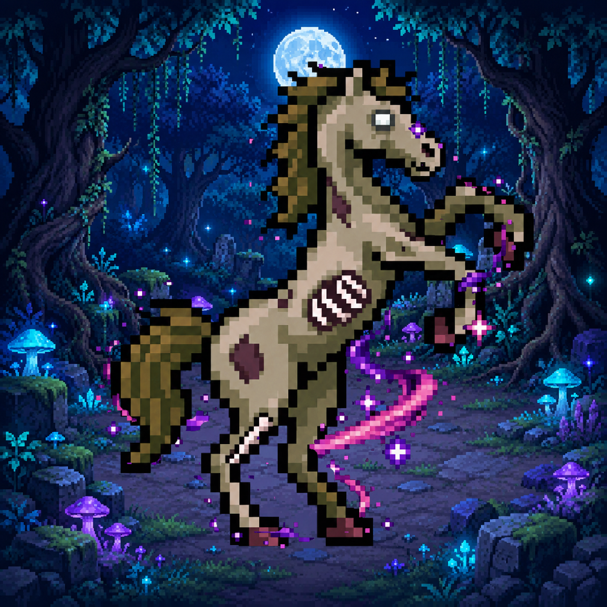 Mystical forest pixel horse NFT